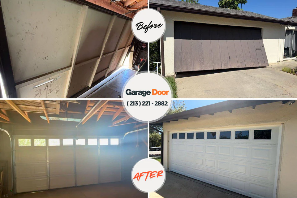 Before and after: garage door repair El Dorado, KS